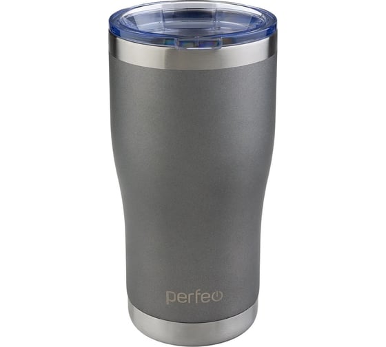 Изображение товара Термокружка для напитков Perfeo с прозрачной крышкой, 0.6 л, серый 30016 30016015