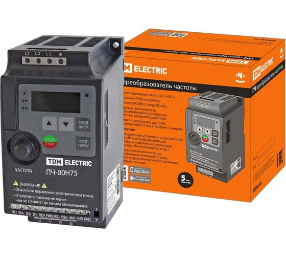 Изображение товара Преобразователь частоты TDM ELECTRIC ПЧ-00H75 230В 0,75кВт SQ0749-0001