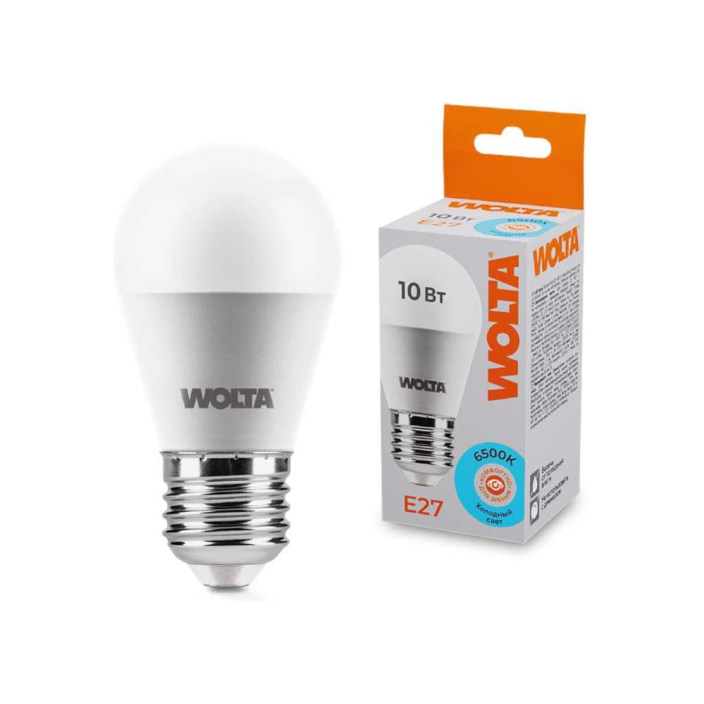 Светодиодная лампа WOLTA 25W45GL10E27 10Вт 6500K E27 (10 шт) 25W45GL10E27-10