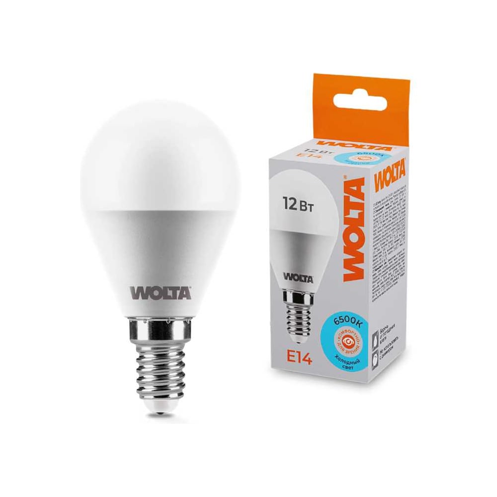 Светодиодная лампа WOLTA 25W45GL12E14 12Вт 6500K E14 (10 шт) 25W45GL12E14-10