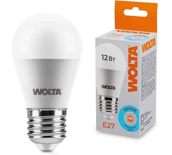 Изображение товара Светодиодная лампа WOLTA 25W45GL12E27 12Вт 6500K E27 (10 шт) 25W45GL12E27-10