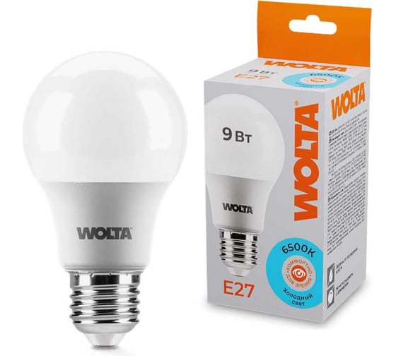 Изображение товара Светодиодная лампа WOLTA 25W60BL9E27 9Вт 6500К E27 (10 шт) 25W60BL9E27-10