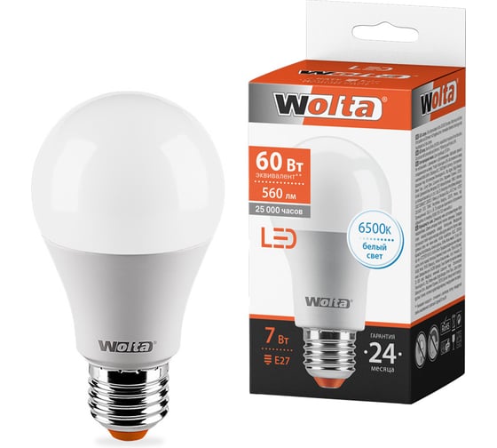 Изображение товара Светодиодная лампа WOLTA 25W55BL7E27 7Вт 6500К E27 (10 шт) 25W55BL7E27-10