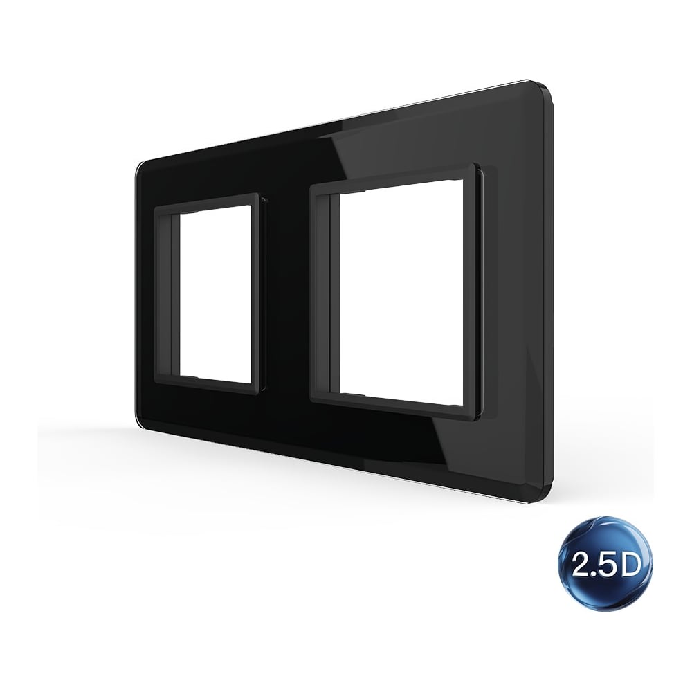 Изображение товара Рамка для розетки LIVOLO 2 поста, цвет черный, 2.5D стекло BB-C7-SR/SR-12 2.5D