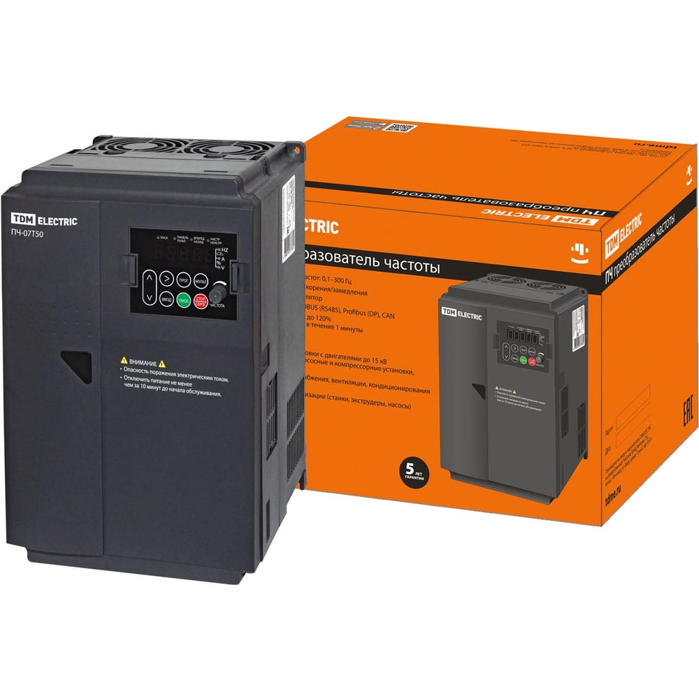 Изображение товара Преобразователь частоты TDM ПЧ-07T50 380В 7,5кВт SQ0749-0009