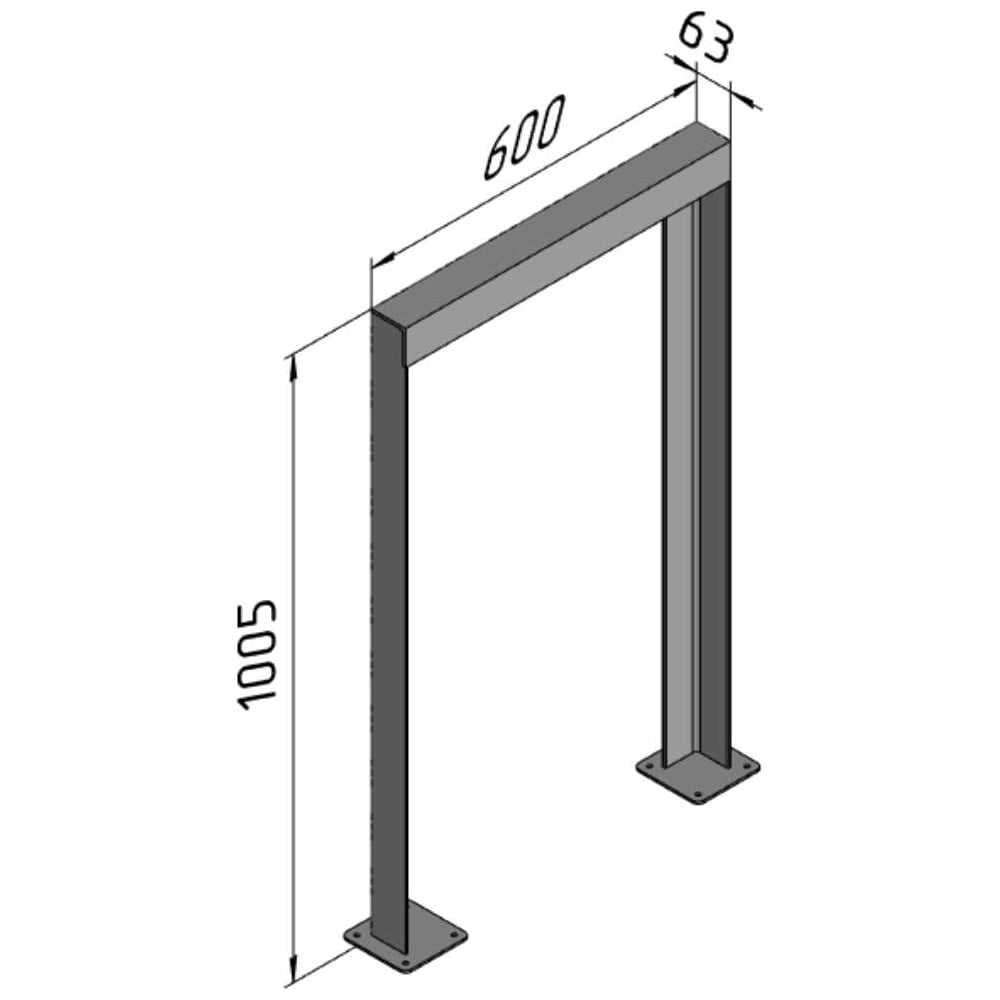 Велопарковка Parallax Тироль черная, 600x63x1005 мм 999XX600631005VLP