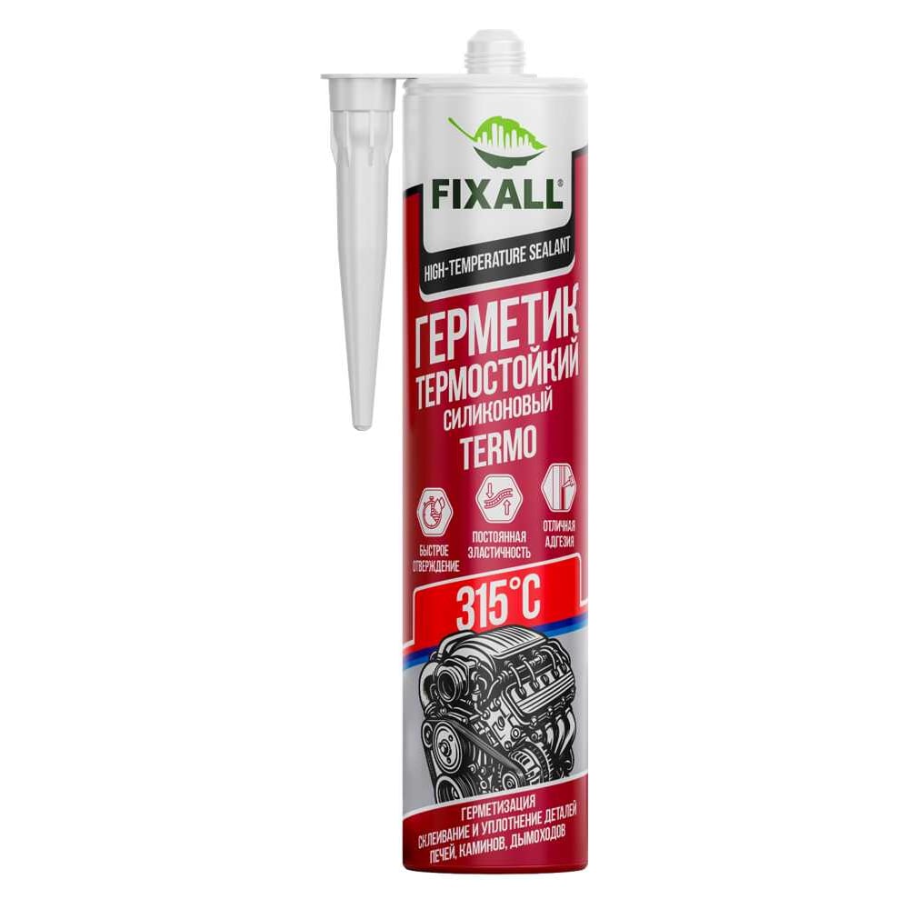 Герметик силиконовый высокотемпературный (+300C) FIXALL красный, 300мл 6908