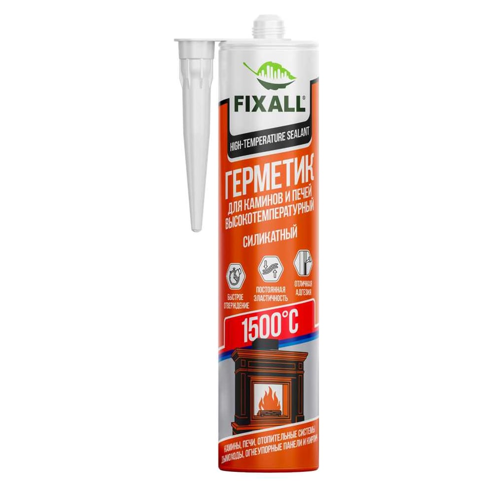 Герметик для печей FIXALL THERMO 1500C, черный, 280мл, 2 шт 6909