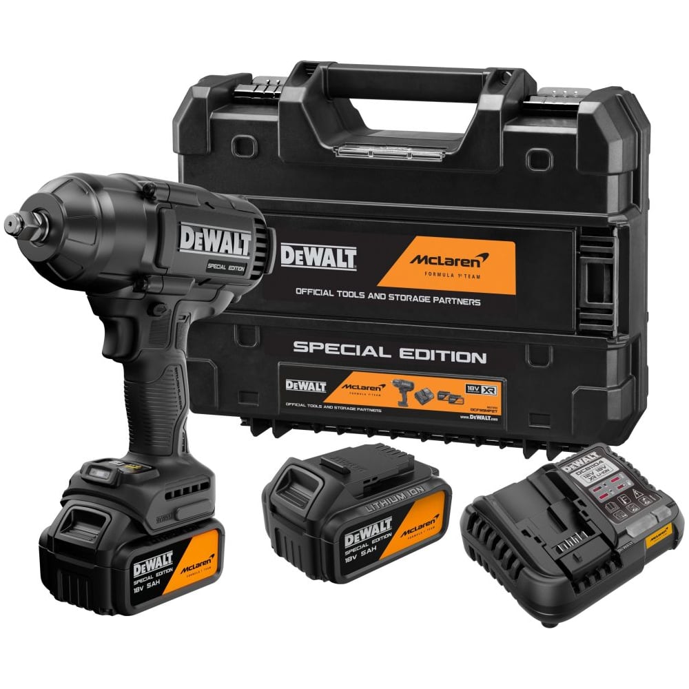 Аккумуляторный гайковерт Dewalt McLaren Limited Edition DCF99MP2T, 18 В, 1898 Нм, 2200 уд/мин, с 2 АКБ 5 Ач и ЗУ, в кейсе TSTAK DCF99MP2T-QW