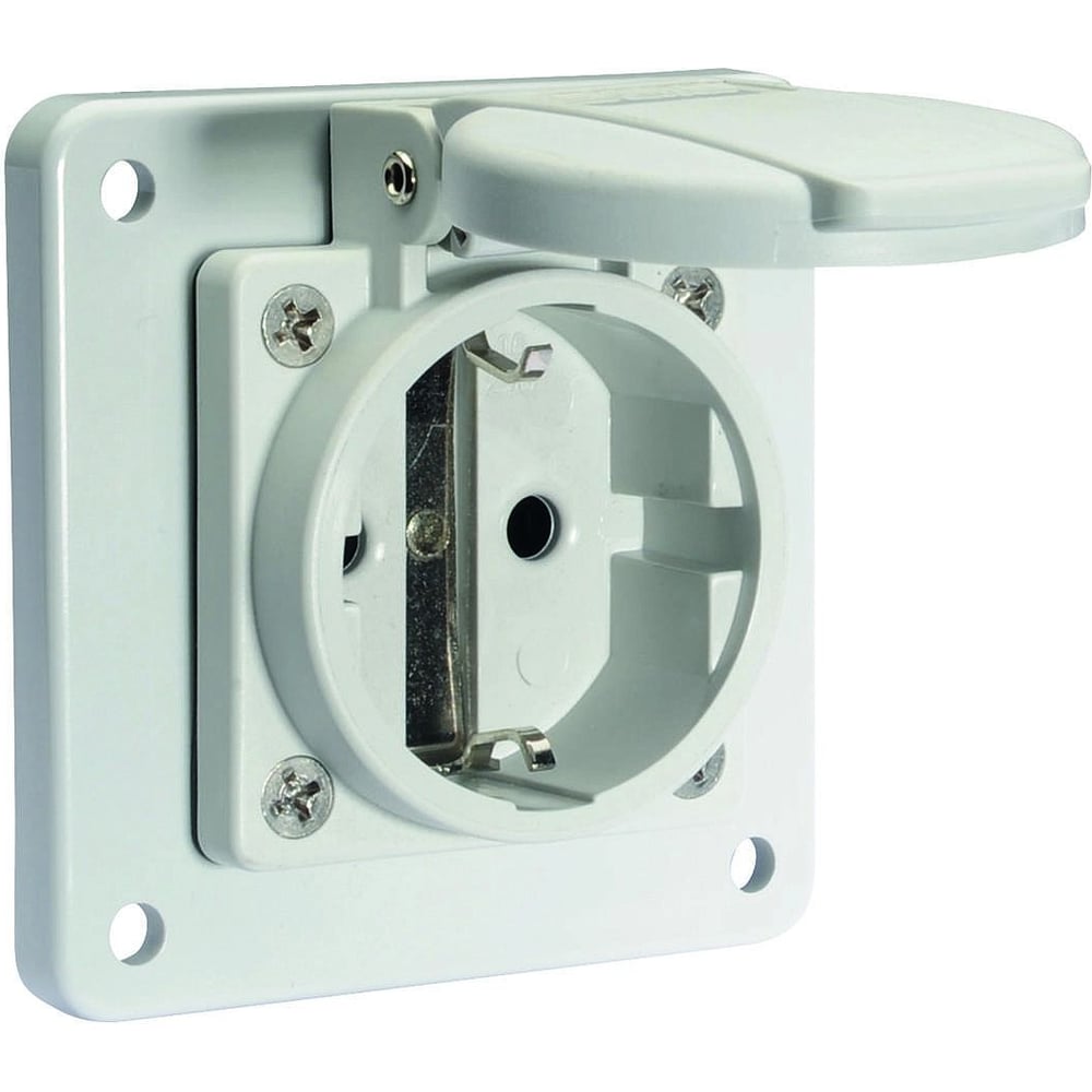 Розетка встраиваемая Bals Schuko 16A 3п(2P+PE) 250В, IP54 фланец 75x75 Quick-Connect серая 71109