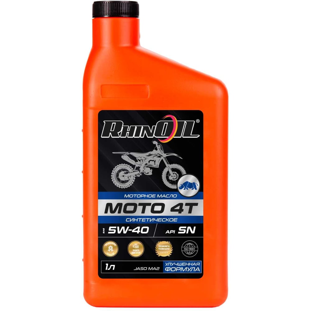 Изображение товара Масло моторное синтетическое RhinOIL МОТО SAE 5w-40 API SN, JASO MA2 1л 4610562414748