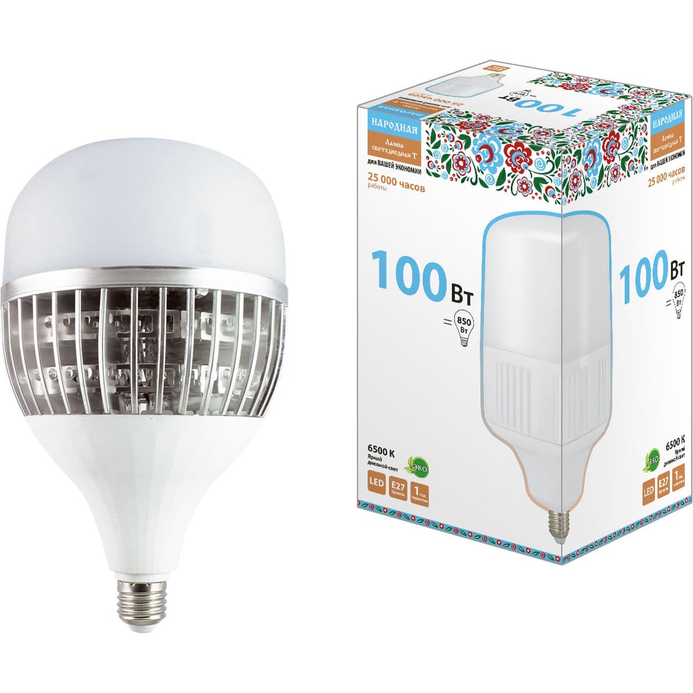 Изображение товара Светодиодная лампа TDM ELECTRIC T-100 Вт-230 В-6500 К E27 цилиндр
