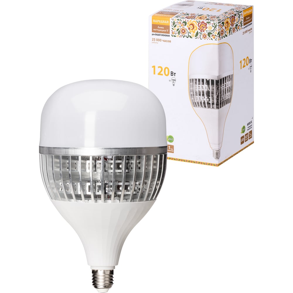 Изображение товара Светодиодная лампа TDM T-120 Вт-230 В-4000 К–E27 170x295 мм НАРОДНАЯ SQ0340-1638