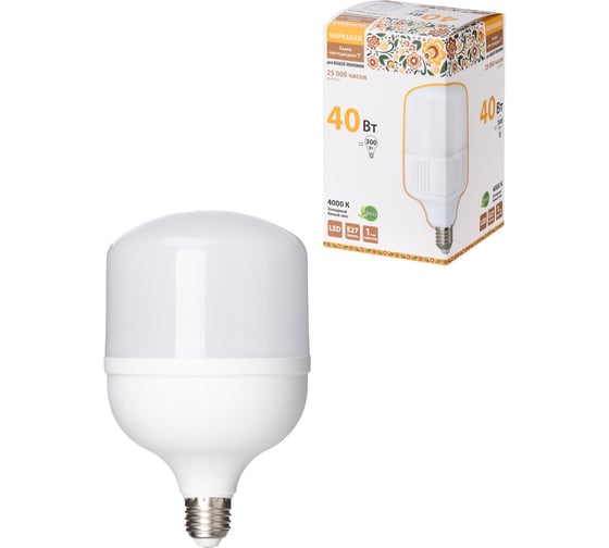 Изображение товара Светодиодная лампа TDM T-40 Вт-230 В-4000 К–E27 114x183 мм НАРОДНАЯ SQ0340-1644