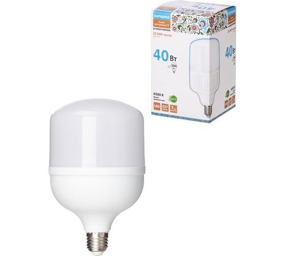 Изображение товара Светодиодная лампа TDM ELECTRIC T-40 Вт-230 В-6500 К–E27 114x183 мм НАРОДНАЯ SQ0340-1645