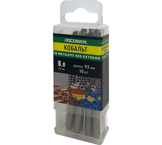 Изображение товара Сверло по металлу EXTREME HSS-G P6M5К5 (10 шт; 6.0x93 мм) Росомаха 705060