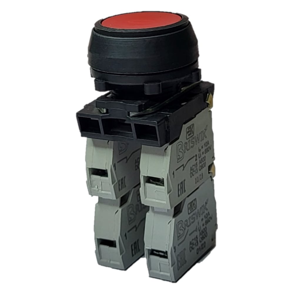 Кнопка управления Briswik красный цилиндр 3НО без фиксации без подсветки пластик Ø30 мм IP40 aZ-DB-0Ai-0231