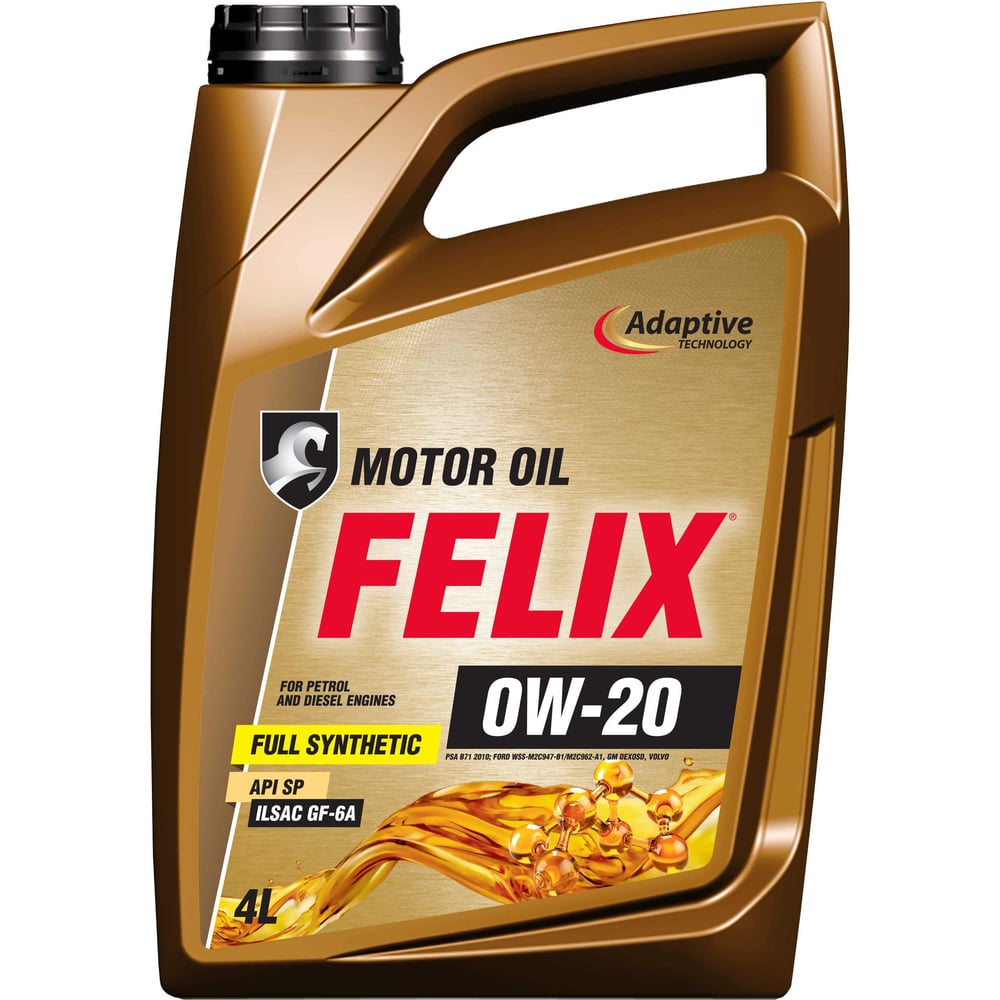 Изображение товара Масло моторное FELIX SAE 0W-20, API SP, ILSAC GF-6A, 4 л 410000240 Изображение товара Масло моторное FELIX SAE 0W-20, API SP, ILSAC GF-6A, 4 л 410000240