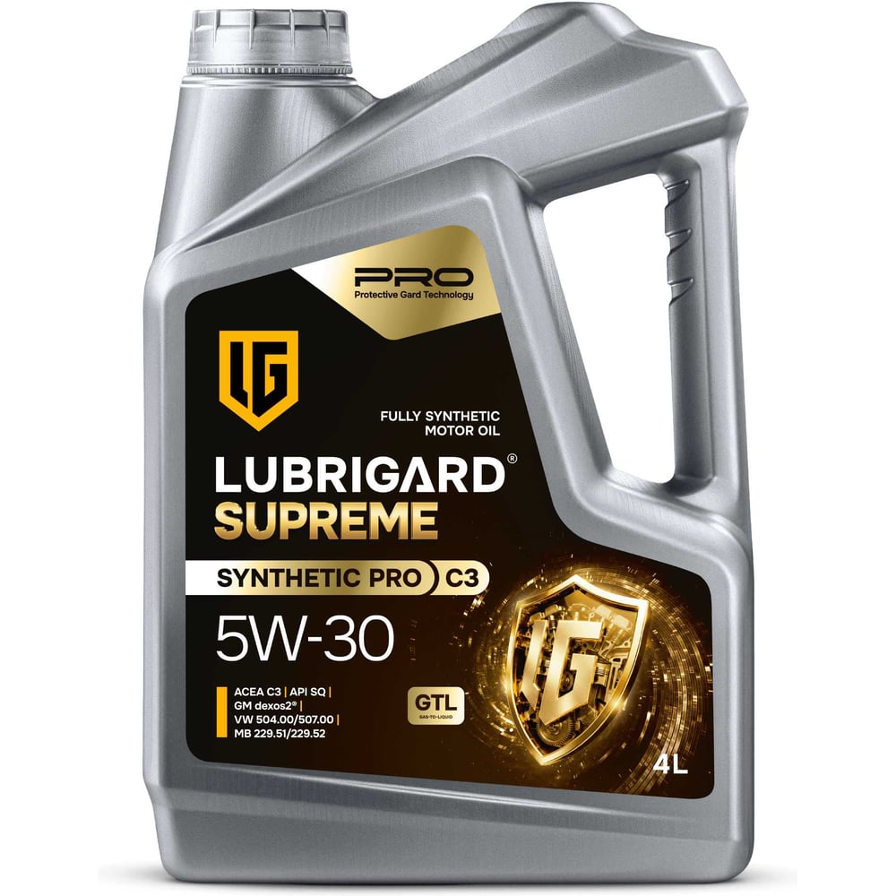 Изображение товара Моторное масло для бензиновых двигателей LUBRIGARD SUPREME SYNTHETIC PRO C3 5W-30 (4x4 л) LGPSPMSC3530SNCH16 Изображение товара Моторное масло для бензиновых двигателей LUBRIGARD SUPREME SYNTHETIC PRO C3 5W-30 (4x4 л) LGPSPMSC3530SNCH16