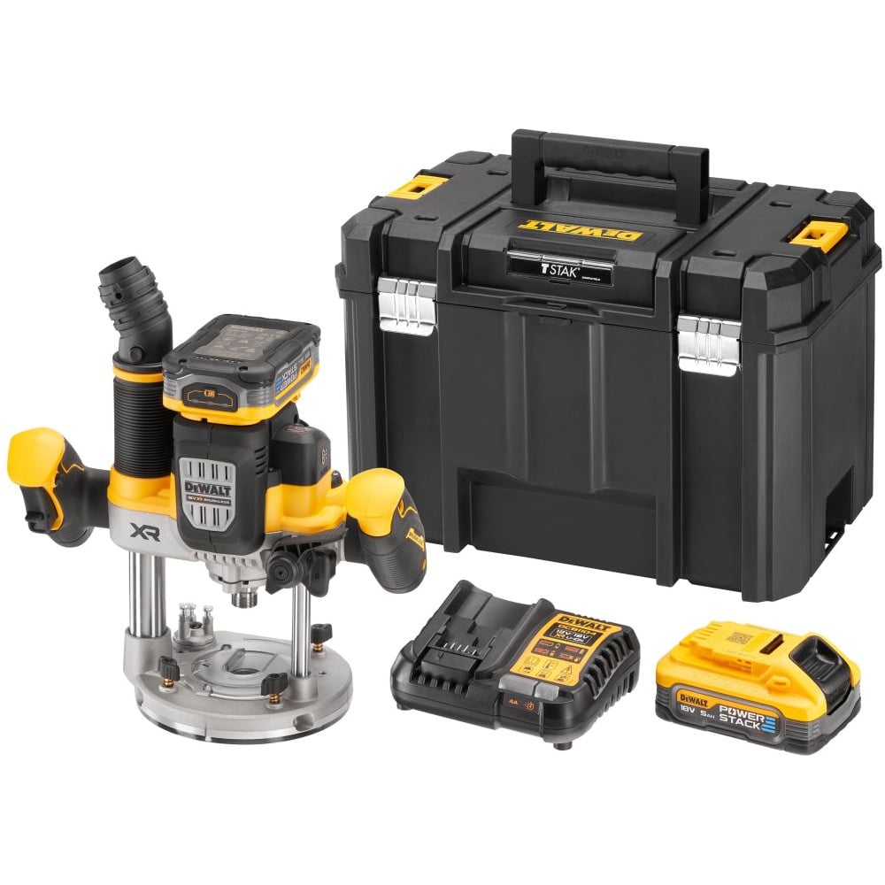 Аккумуляторный фрезер Dewalt DCW620H2, 18 В, 23000 об/мин, с 2 АКБ 5 Ач и ЗУ, в кейсе TSTAK DCW620H2-QW