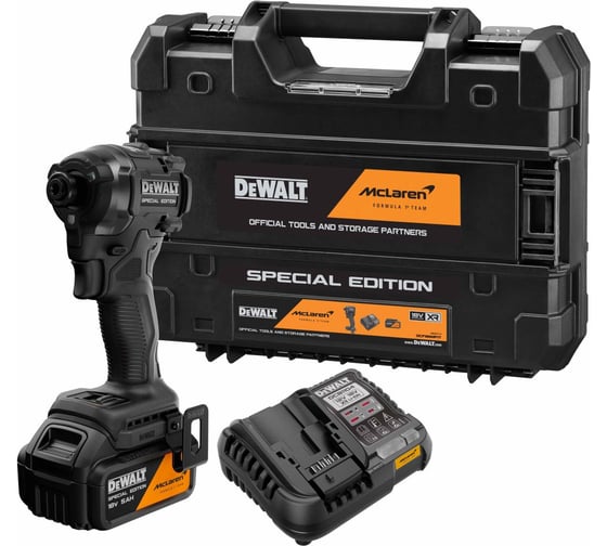 Изображение товара Аккумуляторный шуруповерт Dewalt McLaren Limited Edition DCF86MP1T, 18 В, 205 Нм, 3800 уд/мин, с АКБ 5 Ач и ЗУ, в кейсе TSTAK DCF86MP1T-QW