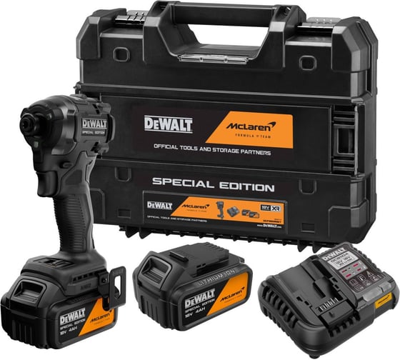 Изображение товара Аккумуляторный шуруповерт Dewalt McLaren Limited Edition DCF86MM2T, 18 В, 205 Нм, 3800 уд/мин, с 2 АКБ 4 Ач и ЗУ, в кейсе TSTAK DCF86MM2T-QW