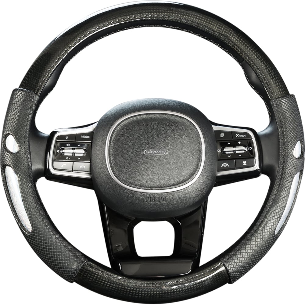 Изображение товара Оплетка SKYWAY Glamour-8 M черно-серебристая из экокожи