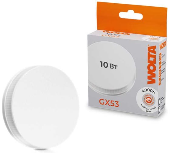 Изображение товара Светодиодная лампа WOLTA 25S75R10GX53 10Вт 4000K GX53 (10 шт) 25S75R10GX53-10