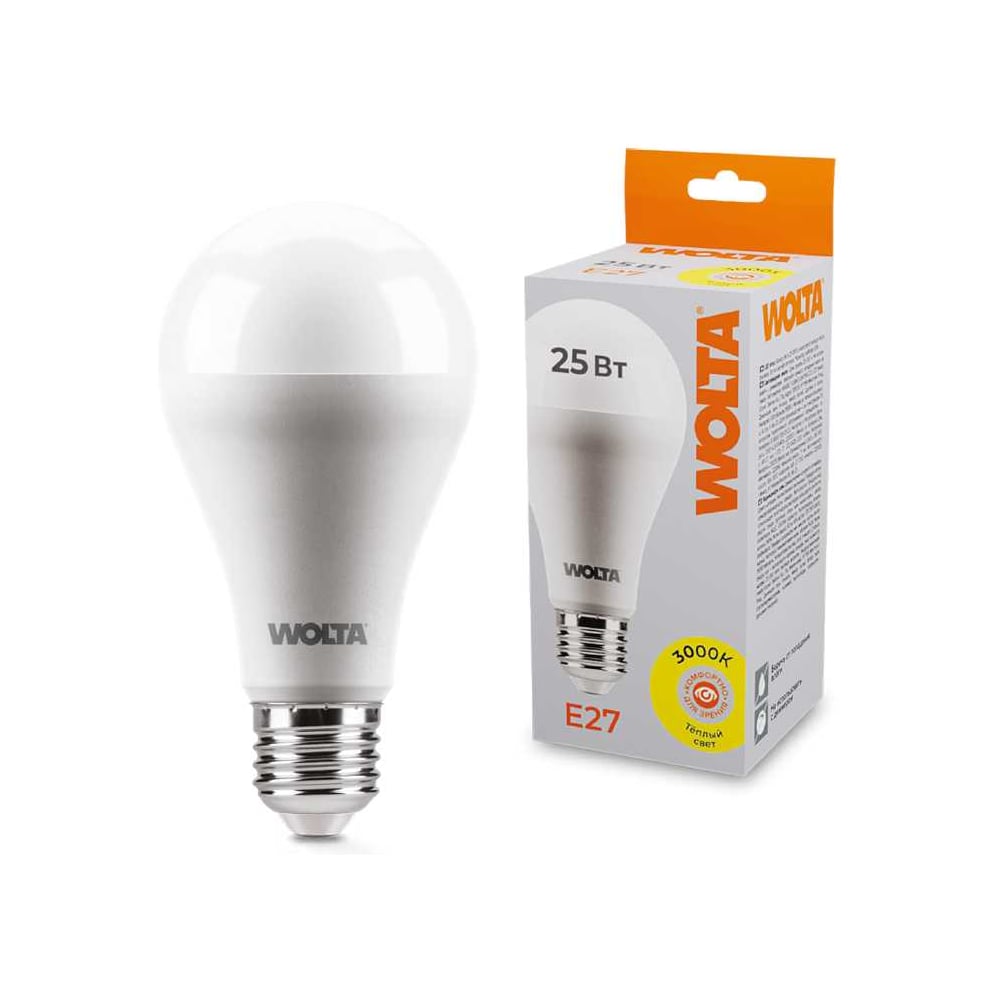 Светодиодная лампа WOLTA 25Y67BL25E27 25Вт 3000К E27 (10 шт) 25Y67BL25E27-10