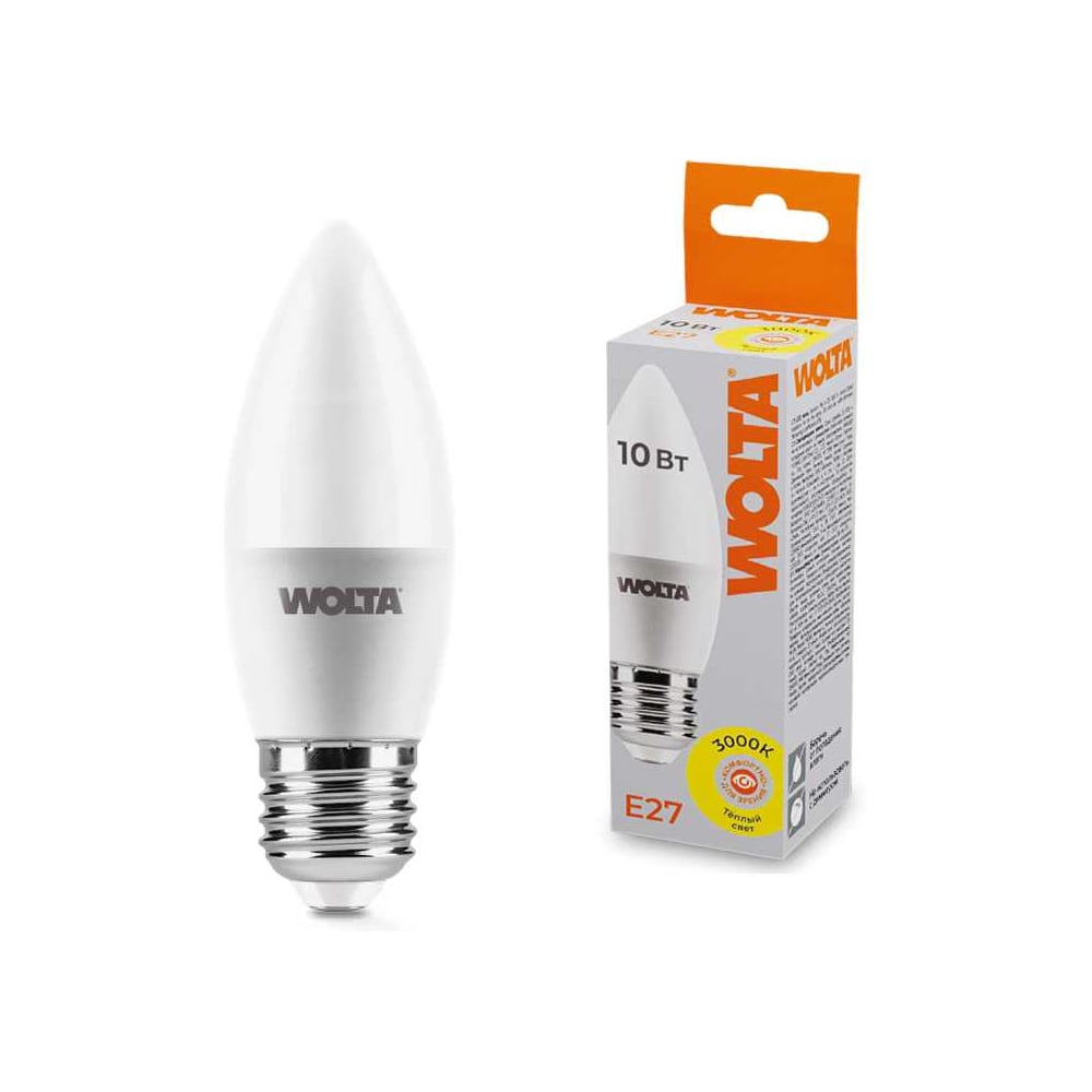 Изображение товара Светодиодная лампа WOLTA 25YC10E27 10Вт 3000K E27 (10 шт) 25YC10E27-10 Изображение товара Светодиодная лампа WOLTA 25YC10E27 10Вт 3000K E27 (10 шт) 25YC10E27-10
