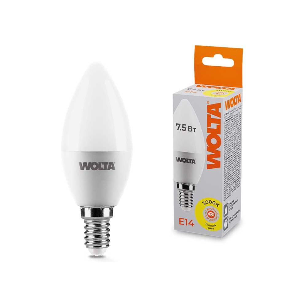 Светодиодная лампа WOLTA 25YC7.5E14 7.5Вт 3000K E14 (10 шт) 25YC7.5E14-10