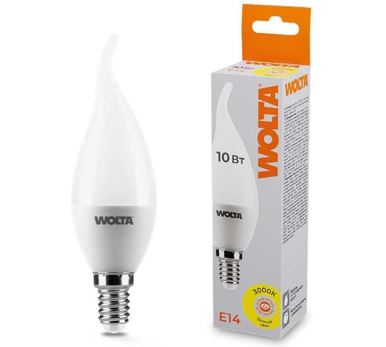 Изображение товара Светодиодная лампа WOLTA 25YCD10E14 10Вт 3000K E14 (10 шт) 25YCD10E14-10