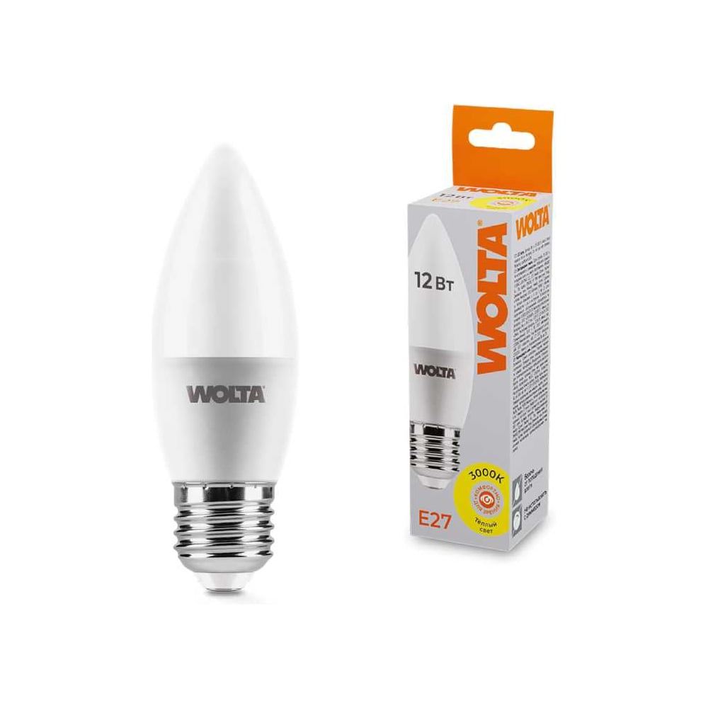 Светодиодная лампа WOLTA 25YC12E27 12Вт 3000K E27 (10 шт) 25YC12E27-10