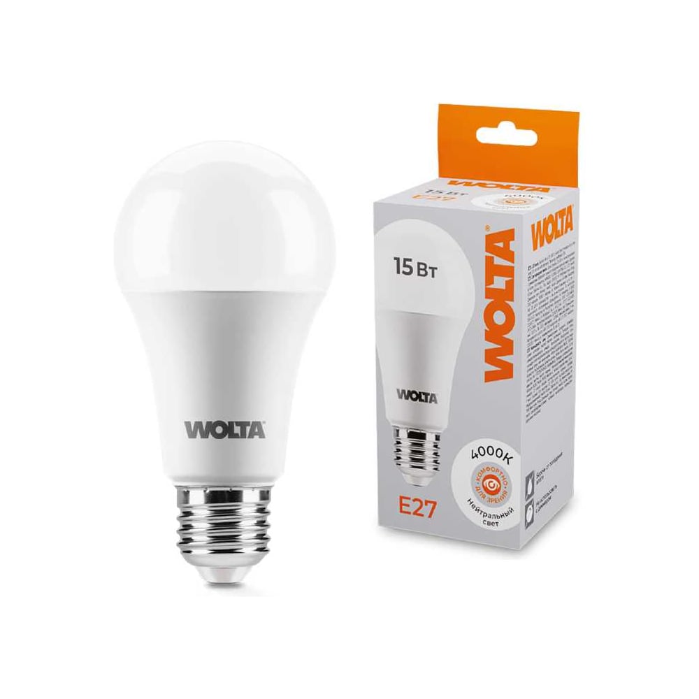 Светодиодная лампа WOLTA 25S60BL15E27 15Вт 4000К E27 (10 шт) 25S60BL15E27-10