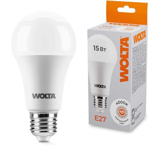 Изображение товара Светодиодная лампа WOLTA 25S60BL15E27 15Вт 4000К E27 (10 шт) 25S60BL15E27-10