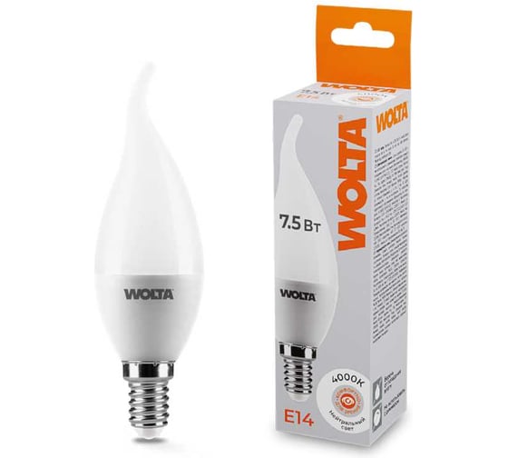 Изображение товара Светодиодная лампа WOLTA 25SCD7.5E14 7.5Вт 4000K E14 (10 шт) 25SCD7.5E14-10