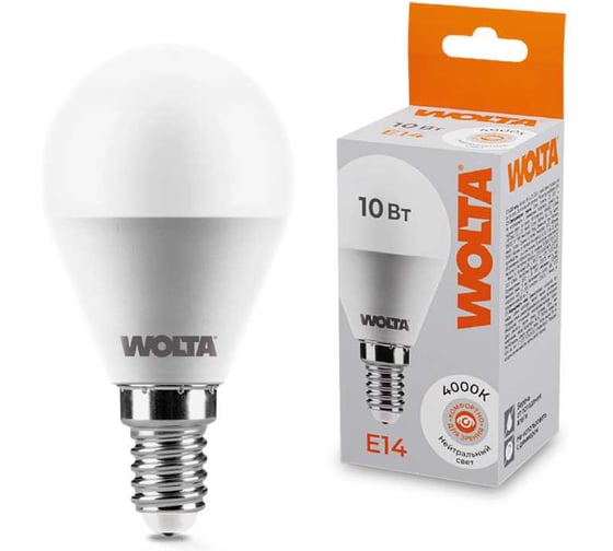 Изображение товара Светодиодная лампа WOLTA 25S45GL10E14 10Вт 4000K E14 (10 шт) 25S45GL10E14-10