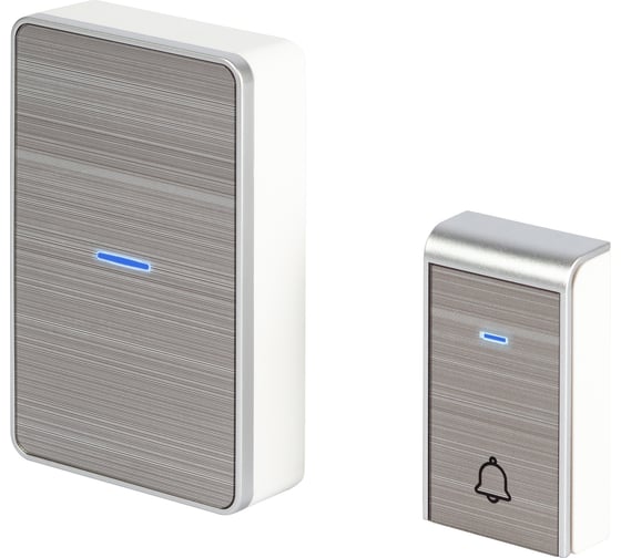 Изображение товара Звонок дверной ЭРА C103S беспроводной LED подсветка IP44 150 м серебряный 38 мелодий Б0072158
