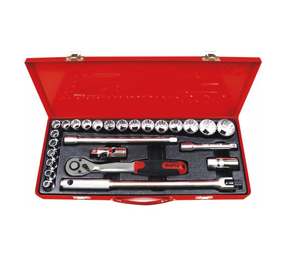 Изображение товара Набор универсальных головок и аксессуаров AmPro 1/2, 26 предметов T45992