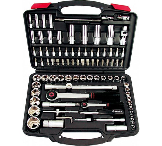 Изображение товара Набор головок и аксессуаров AmPro 1/2 и 1/4, 94 предмета T45486