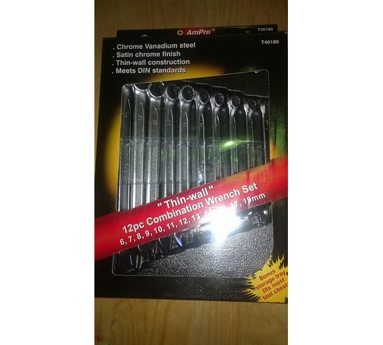 Изображение товара Набор ключей AmPro комбинированных ,12 предметов 6-19мм, T40180