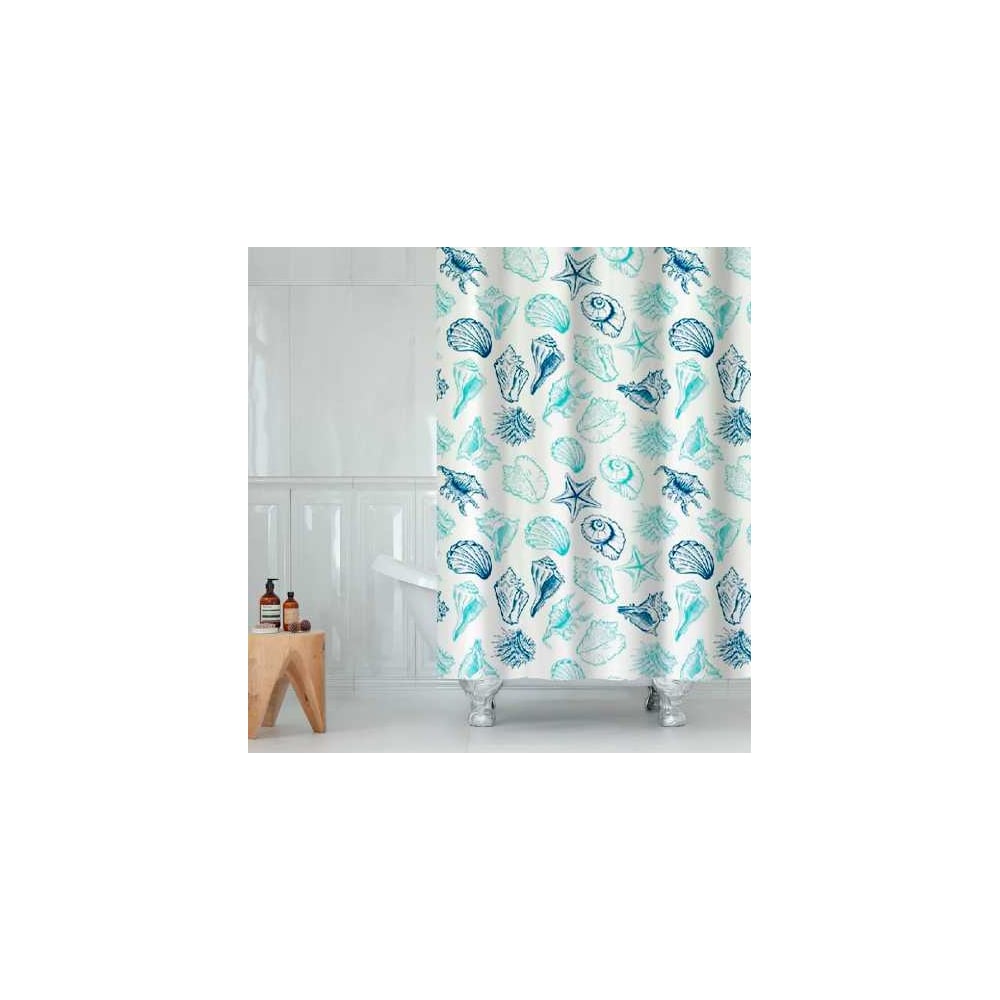 Штора для ванной Delphinium Море 180x180 см, полиэстер, 12 колец 104284