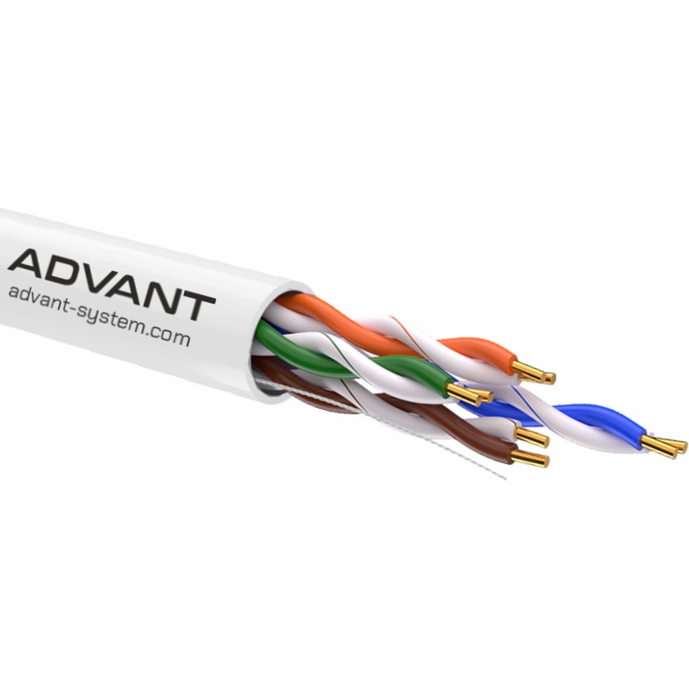 Кабель Ethernet Витая пара кат.6, U/UTP неэкранированный Advant проводник: одножильный 4х2х0.57 мм, оболочка PVC нг(А)-LS ADVANT ADV6-U23PW (305m)