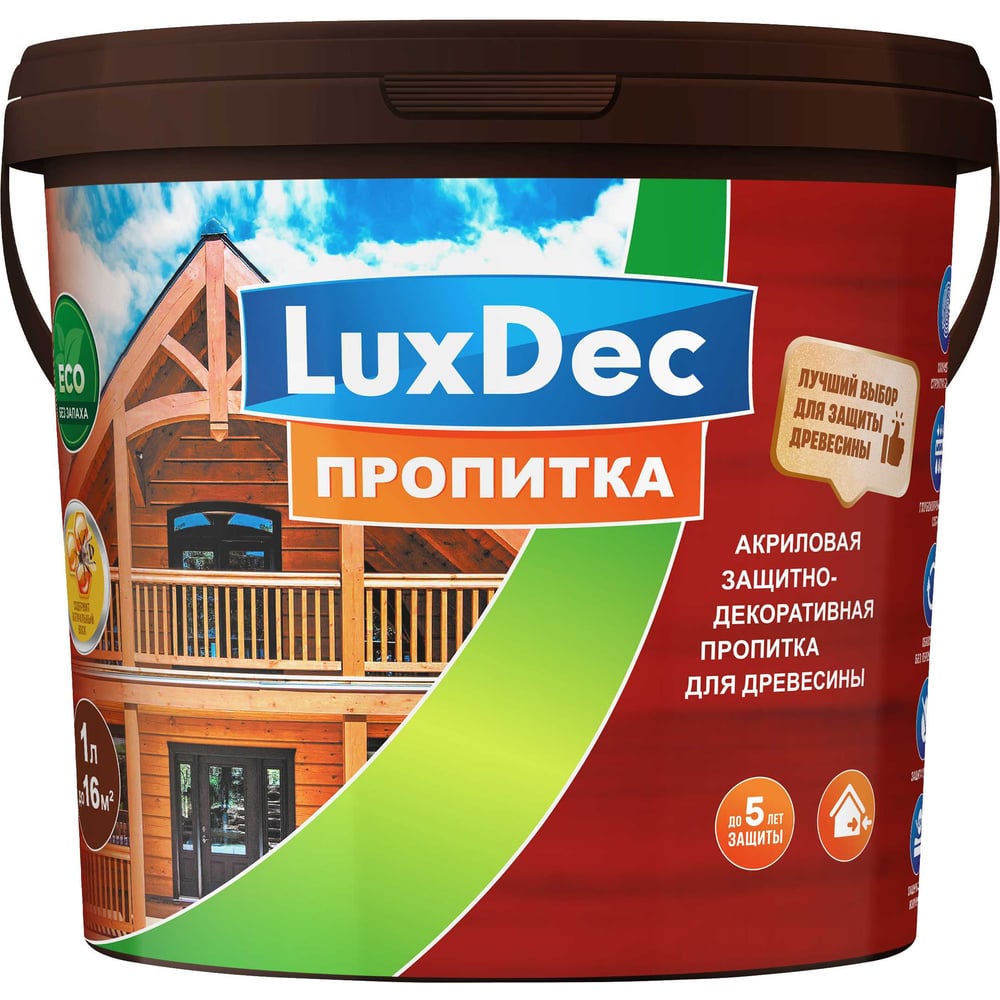 Защитная декоративная пропитка LuxDec старое дерево 1л, 14563