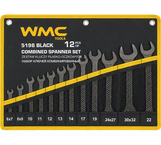 Изображение товара Набор ключей комбинированный 12пр. WMC TOOLS WMC-5198 BLACK(68299)