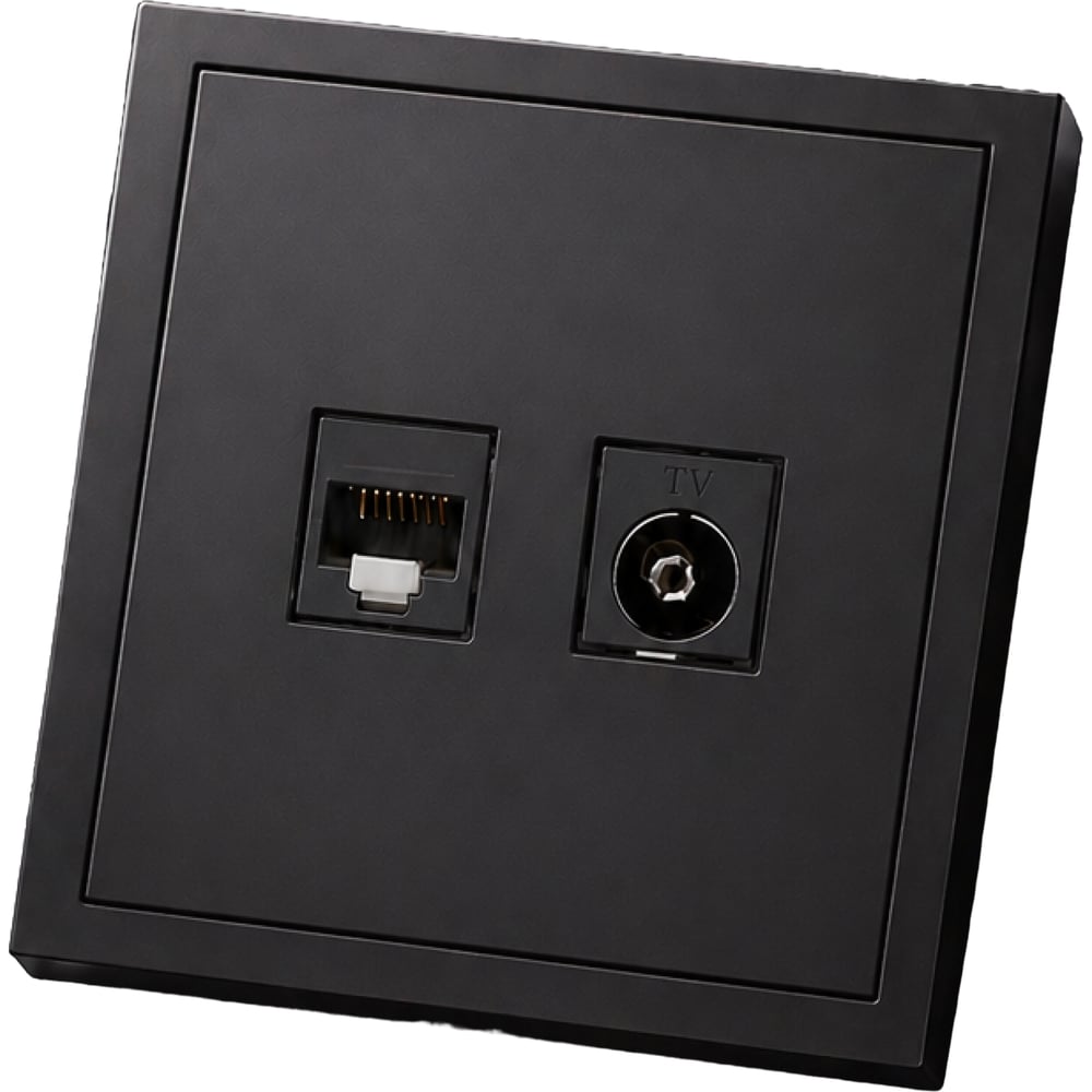 Розетка Metronex для сетевого кабеля LAN + TV с рамкой графит Квадро FRZ360221GRA