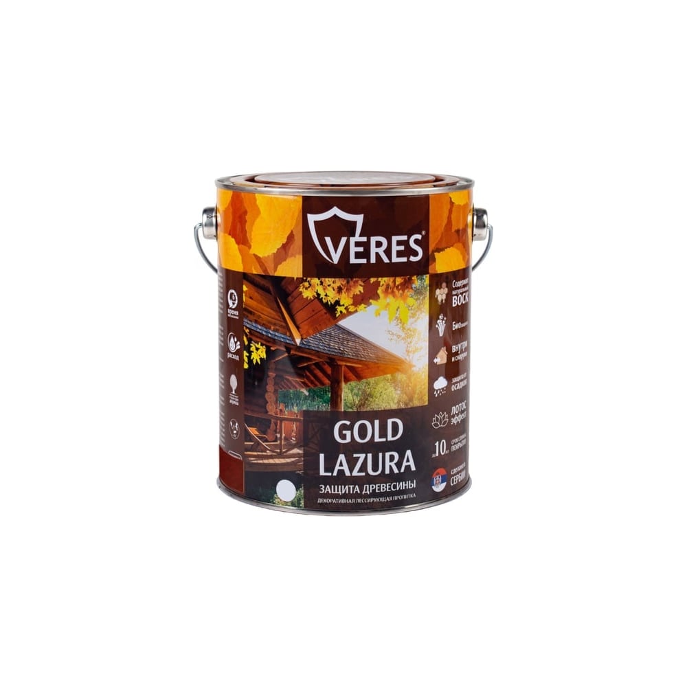 Декоративная пропитка для дерева Veres Верес Gold №19 VG-25, глянцевая, 0,8 л, дуб 281453