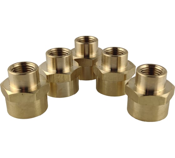 Изображение товара Муфта латунная переходная пневмо 1/2" ВР х 1/4" ВР, 5 шт HG 1644729
