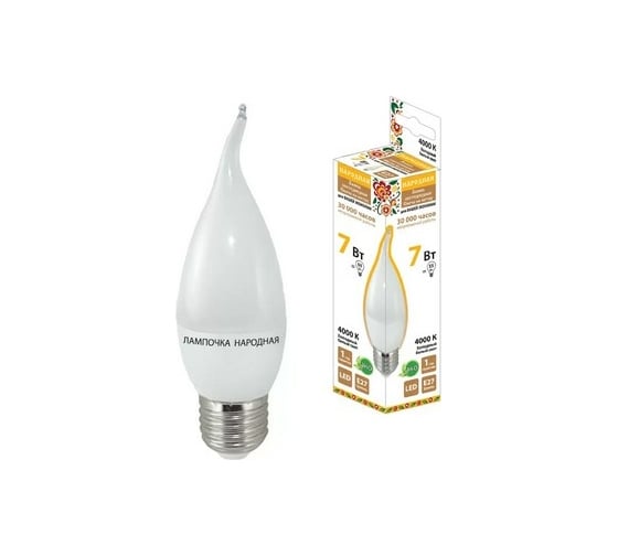 Изображение товара Светодиодная лампа TDM ELECTRIC WFС37-7 Вт-230 В -4000 К–E27 свеча на ветру Народная SQ0340-1547