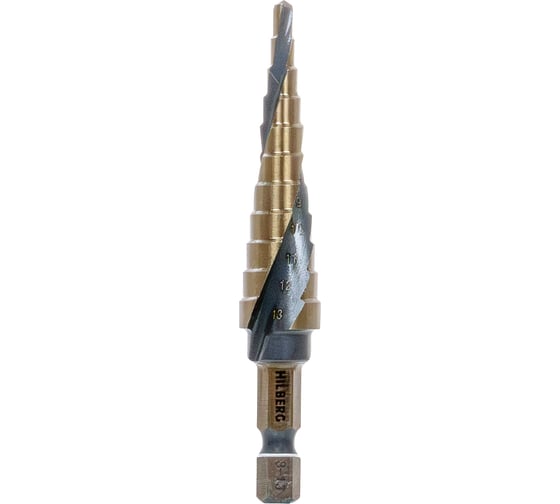 Изображение товара Сверло ступенчатое по металлу HILBERG 3-13мм (11ступ) Hilberg HSS-Cobalt Impact Series STI0313